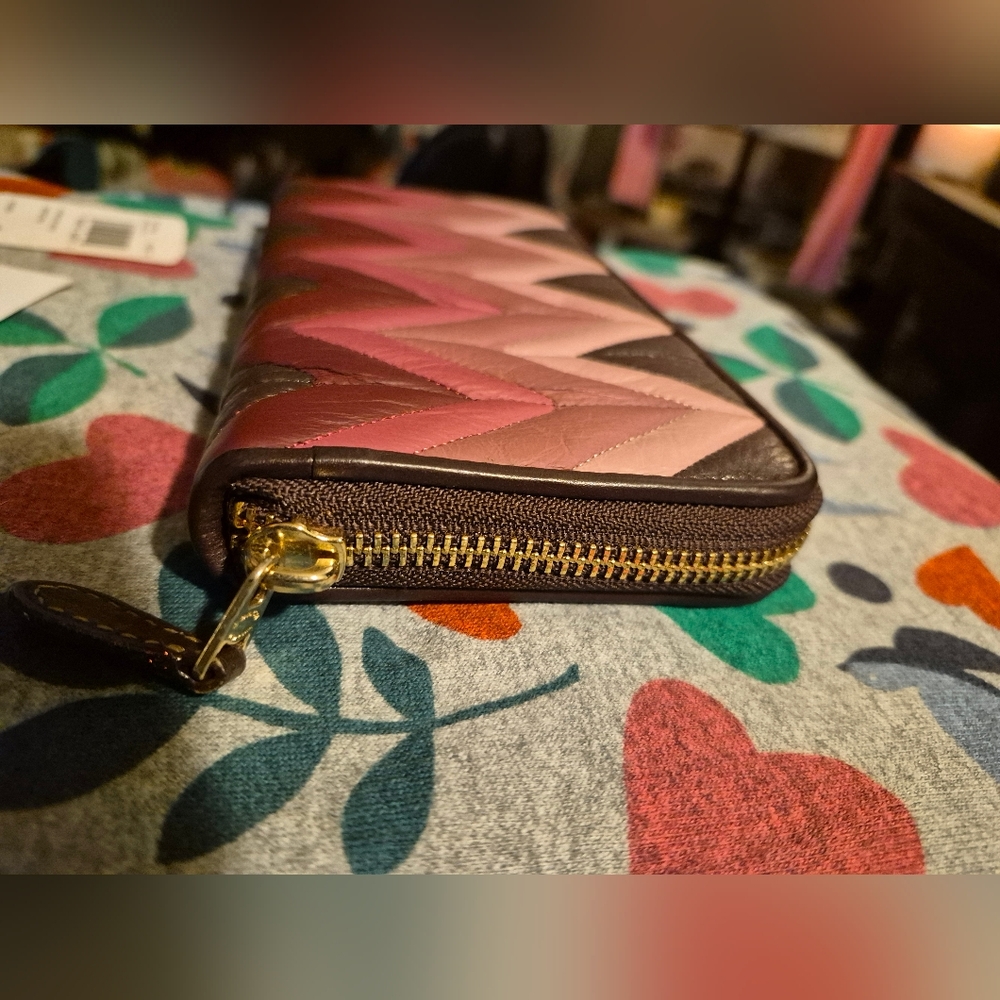 COACH 🎀 CONTINENTAL WALLET ♥️ OMBRE QUILTED ACCORDIAN ZIP ♥️ OXBLOOD MULTI🔥NWT - Picture 7 of 16